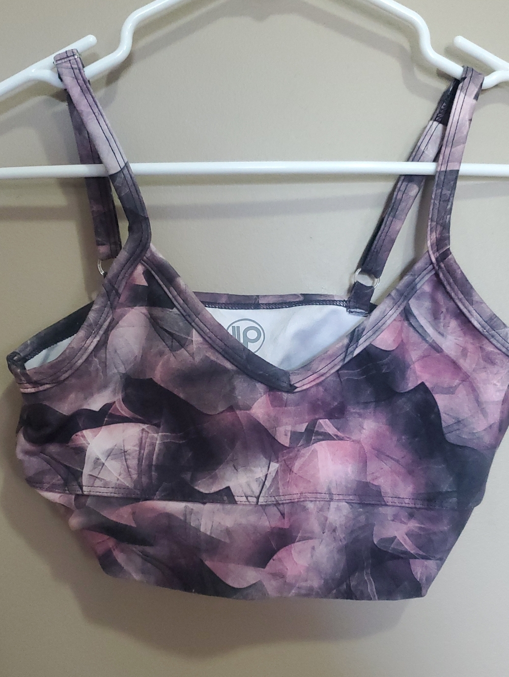 LP Activewear Smoky Purple Marble Atleisure & Black Printed Bralette Size Small